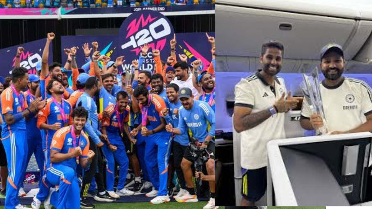 ವಿಶ್ವಕಪ್ ಟ್ರೋಫಿಯೊಂದಿಗೆ ವಿಮಾನ ಹತ್ತಿದ ಚಾಂಪಿಯನ್ಸ್, ಮೋದಿ ಭೇಟಿಗೆ ಮುಹೂರ್ತ ಫಿಕ್ಸ್ ವಿಶ್ವಕಪ್ ಟ್ರೋಫಿಯೊಂದಿಗೆ ವಿಮಾನ ಹತ್ತಿದ ಚಾಂಪಿಯನ್ಸ್, ಮೋದಿ ಭೇಟಿಗೆ ಮುಹೂರ್ತ ಫಿಕ್ಸ್