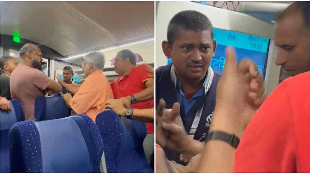 Viral Video: ಮಾಂಸಾಹಾರ ಸರ್ವ್ ಮಾಡಿದಕ್ಕೆ ವಂದೇ ಭಾರತ್ ಸಿಬ್ಬಂದಿಗೆ ಕಪಾಳಮೋಕ್ಷ ಮಾಡಿದ ವೃದ್ಧ ಪ್ರಯಾಣಿಕ Viral Video: ಮಾಂಸಾಹಾರ ಸರ್ವ್ ಮಾಡಿದಕ್ಕೆ ವಂದೇ ಭಾರತ್ ಸಿಬ್ಬಂದಿಗೆ ಕಪಾಳಮೋಕ್ಷ ಮಾಡಿದ ವೃದ್ಧ ಪ್ರಯಾಣಿಕ