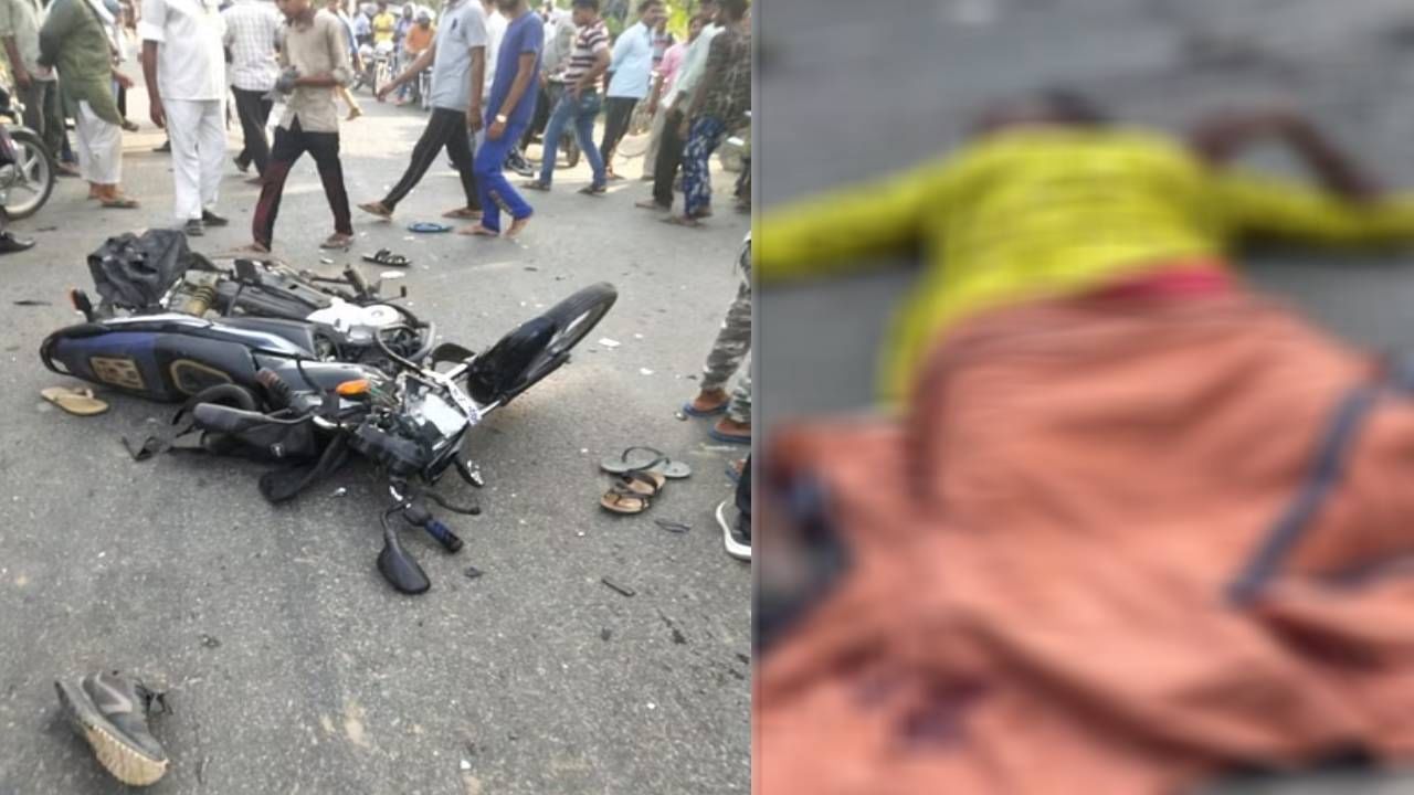 ಬೈಕ್ಗೆ ಲಾರಿ ಡಿಕ್ಕಿ; ಪತಿ ಸಾವು, ಪತ್ನಿ ಕಾಲುಗಳು ಕಟ್, ಮಗು ಪಾರು ಬೈಕ್ಗೆ ಲಾರಿ ಡಿಕ್ಕಿ; ಪತಿ ಸಾವು, ಪತ್ನಿ ಕಾಲುಗಳು ಕಟ್, ಮಗು ಪಾರು