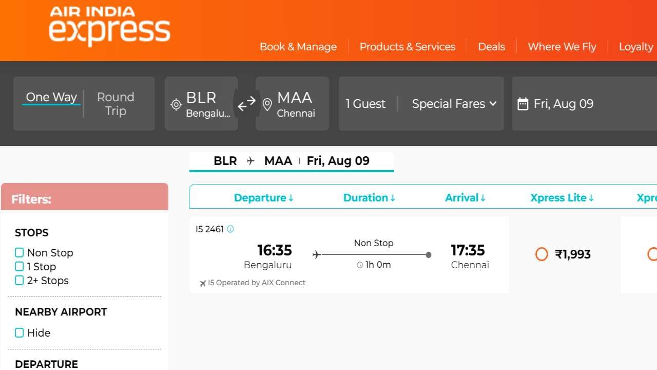 ಏರ್ ಇಂಡಿಯಾ ಎಕ್ಸ್​ಪ್ರೆಸ್​ನ ವೆಬ್​ಸೈಟ್ ವಿಳಾಸ ಇದು: www.airindiaexpress.com ಇಲ್ಲಿ ಮೇಲೆ ಮೆನುವಿನಲ್ಲಿ ಡೀಲ್ಸ್ ಕ್ಲಿಕ್ ಮಾಡಿದರೆ ಫ್ರೀಡಂ ಸೇಲ್ ಅನ್ನು ಕಾಣಬಹುದು. ಅದನ್ನು ಕ್ಲಿಕ್ ಮಾಡಿ ನೀವು ಫ್ಲೈಟ್ ಬುಕ್ ಮಾಡಬಹುದು.