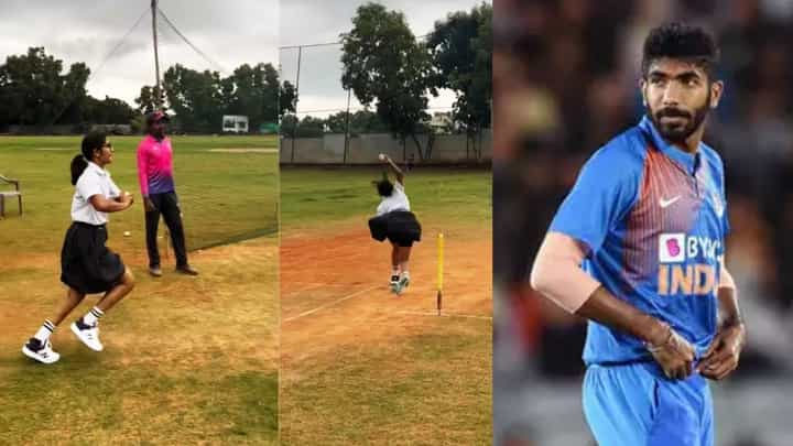 ಬುಮ್ರಾ ಶೈಲಿಯಲ್ಲಿ ಸಖತ್ ಬೌಲಿಂಗ್: ಬಾಲಕಿಯ ವಿಡಿಯೋ ವೈರಲ್ ಬುಮ್ರಾ ಶೈಲಿಯಲ್ಲಿ ಸಖತ್ ಬೌಲಿಂಗ್: ಬಾಲಕಿಯ ವಿಡಿಯೋ ವೈರಲ್