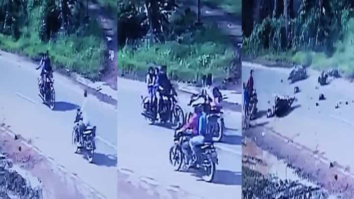 ಬೈಕ್ಗಳ ನಡುವೆ ಮುಖಾಮುಖಿ ಡಿಕ್ಕಿ; ಓರ್ವ ಯುವತಿ ಸಾವು, ಐವರಿಗೆ ಗಾಯ; ಅಪಘಾತದ ದೃಶ್ಯ ಸೆರೆ ಬೈಕ್ಗಳ ನಡುವೆ ಮುಖಾಮುಖಿ ಡಿಕ್ಕಿ; ಓರ್ವ ಯುವತಿ ಸಾವು, ಐವರಿಗೆ ಗಾಯ; ಅಪಘಾತದ ದೃಶ್ಯ ಸೆರೆ