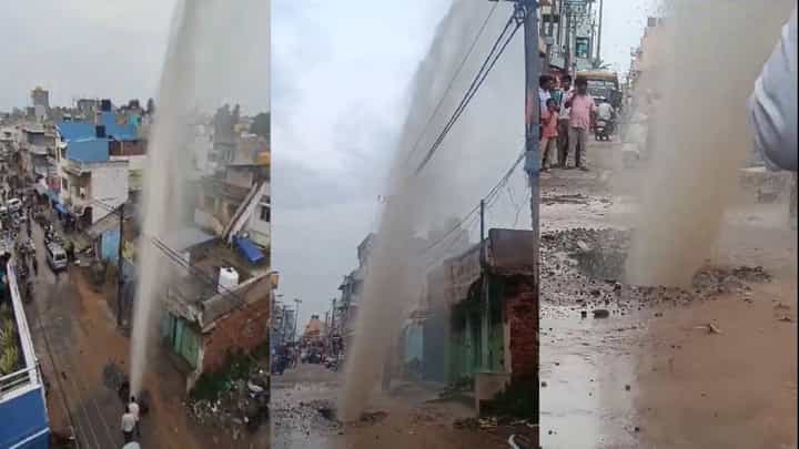 ರಾಮನಗರ: ಉದ್ಘಾಟನೆಗೂ ಮುನ್ನವೇ ಒಡೆದ ಪೈಪ್: ಆಕಾಶಕ್ಕೆ ಚಿಮ್ಮಿದ ನೀರು ರಾಮನಗರ: ಉದ್ಘಾಟನೆಗೂ ಮುನ್ನವೇ ಒಡೆದ ಪೈಪ್: ಆಕಾಶಕ್ಕೆ ಚಿಮ್ಮಿದ ನೀರು