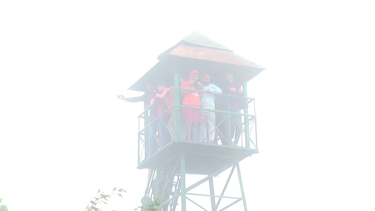 Lots of tourists arriving to beautiful view point Chitradurga Jogimatti forest area