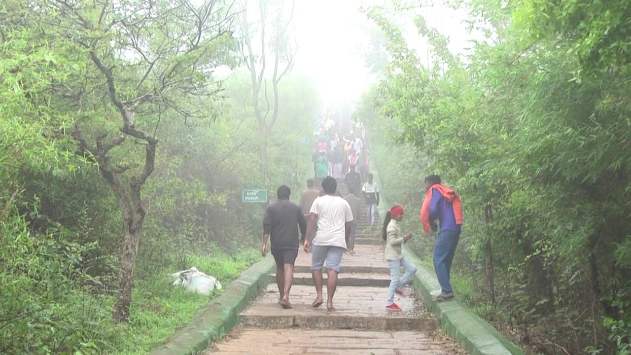 Lots of tourists arriving to beautiful view point Chitradurga Jogimatti forest area