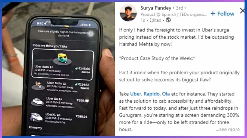 Viral: ಉಬರ್ನಲ್ಲಿ ಪ್ರಯಾಣಿಸುವುದು ಇಷ್ಟೊಂದು ದುಬಾರಿಯೇ.... 1.8 ಕಿಮೀಗೆ 699 ರೂ. ಬೆಲೆ ನೋಡಿ ಯುವಕ ಶಾಕ್
