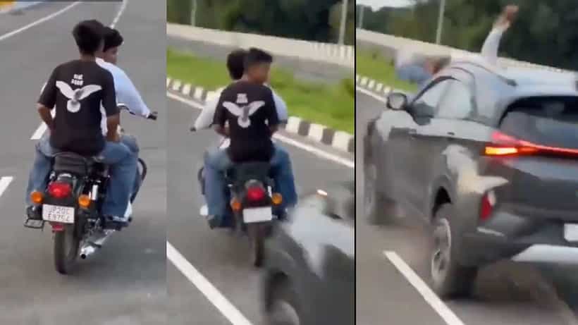 Viral Video: ನಡು ರಸ್ತೆಯಲ್ಲೇ ಬೈಕ್ ಓಡಿಸುತ್ತಾ ರೀಲ್ಸ್ ಮಾಡಲು ಮುಂದಾದ ಯುವಕರು; ಮುಂದೇನಾಯಿತು?