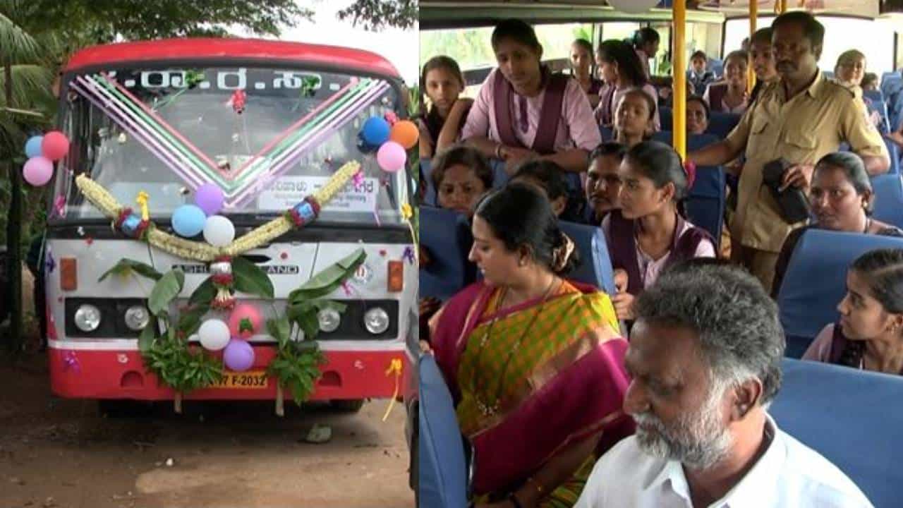 ಟಿವಿ9 ವರದಿ ಫಲಶೃತಿ: ಗ್ರಾಮಕ್ಕೆ ಬಂತು ಸರ್ಕಾರಿ ಬಸ್, ಶಾಲಾ ಬಾಲಕಿಯರು ಫುಲ್​​ ಖುಷ್​
