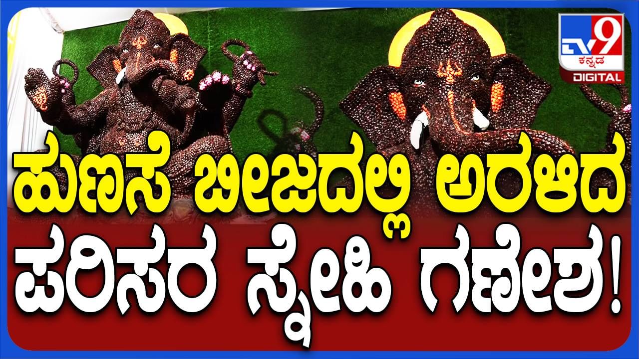 ಬೆಳಗಾವಿಯಲ್ಲಿ ಪ್ರತಿಷ್ಠಾಪಿಸಲಾಗಿದೆ ಹುಣಸೆ ಬೀಜದಿಂದ ತಯಾರಿಸಿದ ಗಣೇಶ