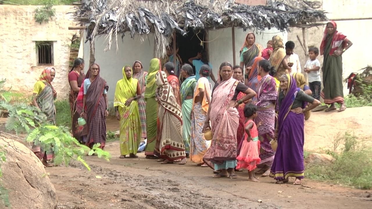 Women build toilet in Konasagar village, Yelburga Taluk, Koppal District, after administration fails