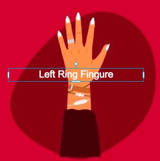 ಎಡ ಉಂಗುರದ ಬೆರಳು - Left ring finger:
ಎಡ ಉಂಗುರದ ಬೆರಳನ್ನು ಸಾರ್ವತ್ರಿಕವಾಗಿ ನಿಶ್ಚಿತಾರ್ಥ ಮತ್ತು ಮದುವೆಯ ಉಂಗುರಕ್ಕಾಗಿ ಮೀಸಲಿರಿಸಲಾಗಿದೆ ಎಂದು ಹೇಳಲಾಗುತ್ತದೆ. ಕೆಲವು ದೇಶಗಳಲ್ಲಿ, ಜನರು ಈ ಬೆರಳಿಗೆ "ಪ್ರಾಮಿಸ್ ರಿಂಗ್" ಅನ್ನು ಸಹ ಧರಿಸುತ್ತಾರೆ.
ಪೂರ್ವ ನಿಶ್ಚಿತಾರ್ಥದ ಉಂಗುರ ಅಥವಾ ಸ್ನೇಹದ ಉಂಗುರ ಎಂದೂ ಕರೆಯಲ್ಪಡುವ ಭರವಸೆಯ ಉಂಗುರವನ್ನು ಪ್ರಣಯ ಸಂಗಾತಿಗೆ ಉಡುಗೊರೆಯಾಗಿ ನೀಡಲಾಗುತ್ತದೆ. ಇದು ಏಕಪತ್ನಿ ಸಂಬಂಧಕ್ಕೆ ಧರಿಸುವವರ ಬದ್ಧತೆಯನ್ನು ಸಂಕೇತಿಸುತ್ತದೆ. ಅಧಿಕೃತ ನಿಶ್ಚಿತಾರ್ಥದ ಉಂಗುರಕ್ಕೆ ಪೂರ್ವಭಾವಿಯಾಗಿ ಇದನ್ನು ಪ್ರೀತಿಪಾತ್ರರಿಗೆ ನೀಡಬಹುದು.

