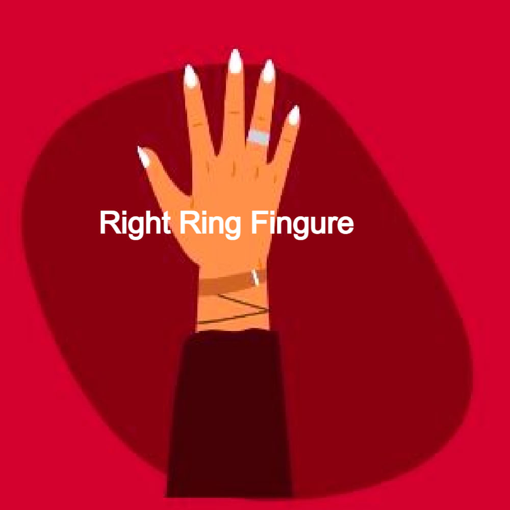 ಬಲ ಉಂಗುರದ ಬೆರಳು - Right ring finger:
ಭಾರತದಂತಹ ಕೆಲವು ಸಂಸ್ಕೃತಿಗಳಲ್ಲಿ, ನಿಶ್ಚಿತಾರ್ಥ ಅಥವಾ ಮದುವೆಯ ಉಂಗುರವನ್ನು ಬಲ ಉಂಗುರದ ಬೆರಳಿನಲ್ಲಿ ಧರಿಸಬಹುದು. ಇದು ಹಳೆಯ ಸಂಪ್ರದಾಯವಾಗಿದೆ ಮತ್ತು ಆಧುನಿಕ ಕಾಲದಲ್ಲಿ, ಹೆಚ್ಚು ಜನರು ಮದುವೆಯ ಉಂಗುರವನ್ನು ಎಡ ಉಂಗುರದ ಬೆರಳಿಗೆ ಧರಿಸುತ್ತಾರೆ, ಇದು US ಮತ್ತು UK ನ ಸಂಸ್ಕೃತಿಗೆ ಹೊಂದಿಕೆಯಾಗುತ್ತದೆ. 