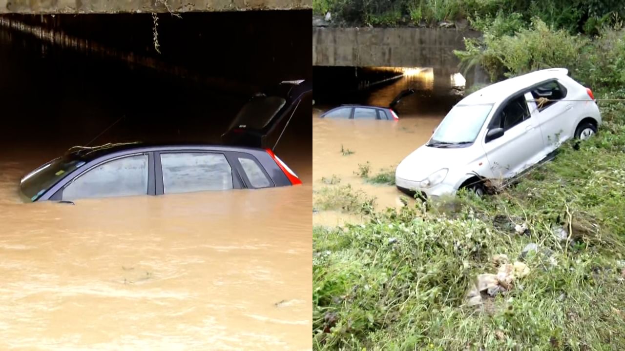 ದೇವನಹಳ್ಳಿ: ಕಾಲುವೆ ನೀರಿನಲ್ಲಿ ಕೊಚ್ಚಿಹೋದ ಕಾರುಗಳು!