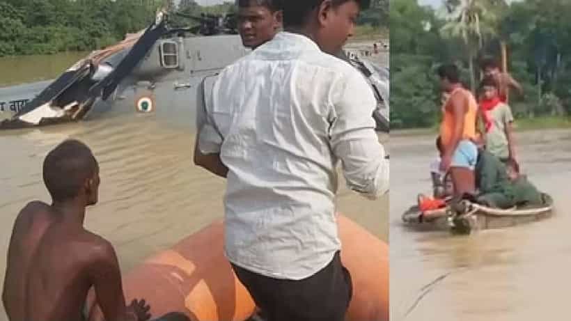 ಬಿಹಾರ: ಪ್ರವಾಹದ ನೀರಿಗೆ ಬಿದ್ದ ಸೇನಾ ಹೆಲಿಕಾಪ್ಟರ್