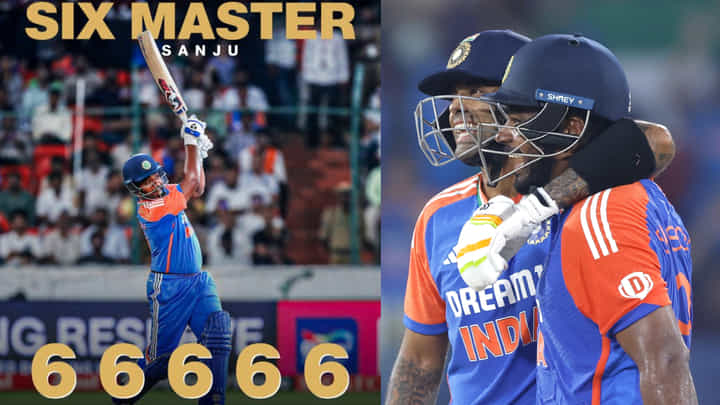 Sanju Samson: 6,6,6,6,6... ಒಂದೇ ಓವರ್ನಲ್ಲಿ 5 ಸಿಕ್ಸರ್ ಸಿಡಿಸಿದ ಸಂಜು! ವಿಡಿಯೋ ನೋಡಿ Sanju Samson: 6,6,6,6,6... ಒಂದೇ ಓವರ್ನಲ್ಲಿ 5 ಸಿಕ್ಸರ್ ಸಿಡಿಸಿದ ಸಂಜು! ವಿಡಿಯೋ ನೋಡಿ