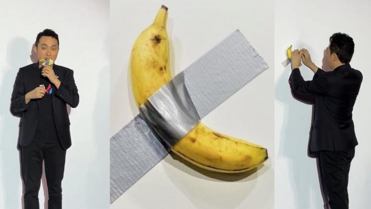 52 ಕೋಟಿ ಕೊಟ್ಟು ಹರಾಜಿನಲ್ಲಿ ಖರೀದಿಸಿದ್ದ ಬಾಳೆಹಣ್ಣನ್ನು ಒಂದೇ ಕ್ಷಣದಲ್ಲಿ ತಿಂದು  ಮುಗಿಸಿದ ವ್ಯಕ್ತಿ