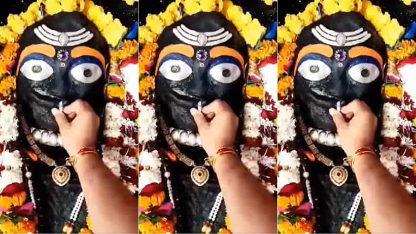 Viral Video: ದೇವರ ವಿಗ್ರಹದ ಬಾಯಿಗೆ ಸಿಗರೇಟ್ ಇಟ್ಟು ವಿಡಿಯೋ ಮಾಡಿದ ಯುವಕ; ವಿಡಿಯೋ ವೈರಲ್