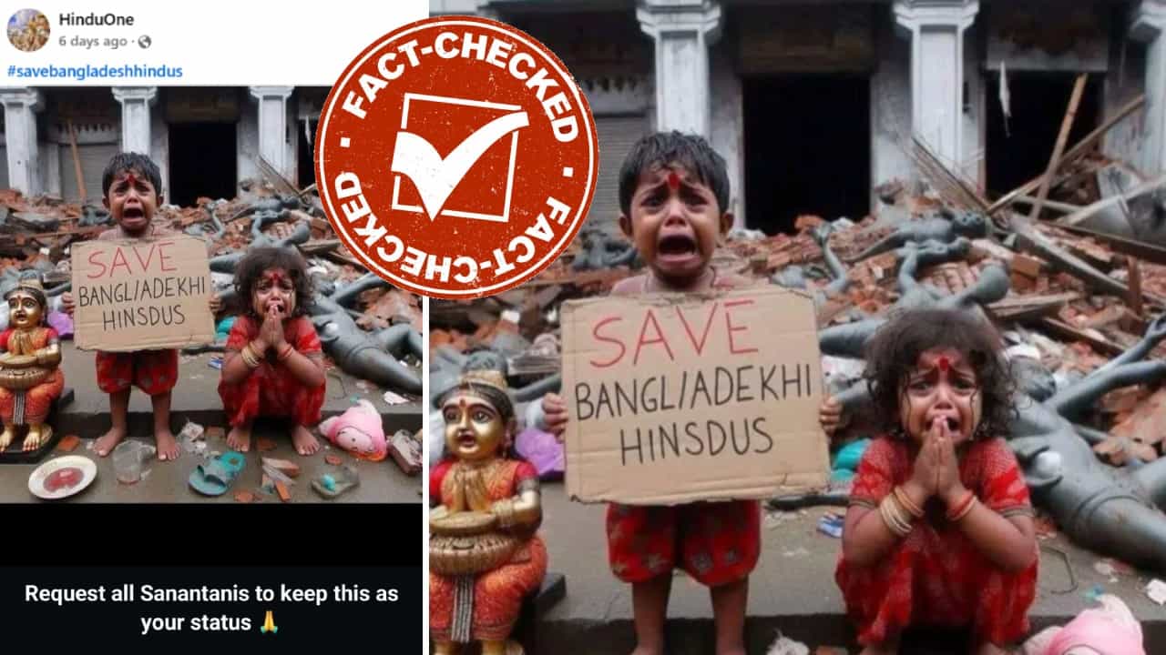 Fact Check: ‘ಬಾಂಗ್ಲಾದೇಶಿ ಹಿಂದೂಗಳನ್ನು ಉಳಿಸಿ’ ಎಂದು ಮಕ್ಕಳು ಪೋಸ್ಟರ್ ಹಿಡಿದಿರುವ ಈ ಫೋಟೋ ಫೇಕ್