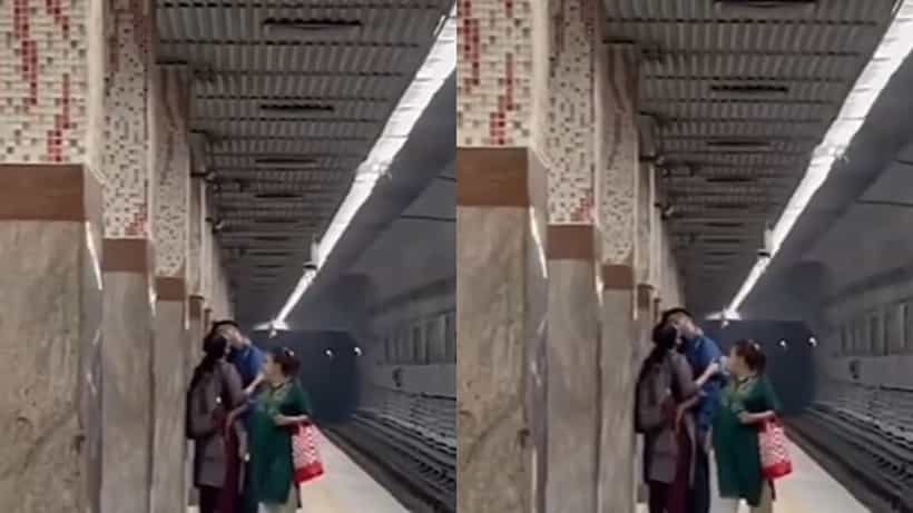 Viral: ಮೆಟ್ರೋ ನಿಲ್ದಾಣದಲ್ಲಿ ಎಲ್ಲರೆದುರಲ್ಲೇ ಲಿಪ್ ಟು ಲಿಪ್ ಕಿಸ್ ಮಾಡುತ್ತಾ ನಿಂತ ಜೋಡಿ; ವಿಡಿಯೋ ವೈರಲ್