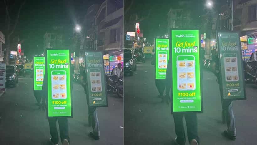 Viral: ಫುಡ್ ಡೆಲಿವರಿ ಆ್ಯಪ್ನ ಬಿಲ್ಬೋರ್ಡ್ ಬೆನ್ನಿಗೆ ಕಟ್ಟಿ ಬೀದಿಯಲ್ಲಿ ಅಡ್ಡಾಡಿದ ಬೆಂಗಳೂರು ಯುವಕರು