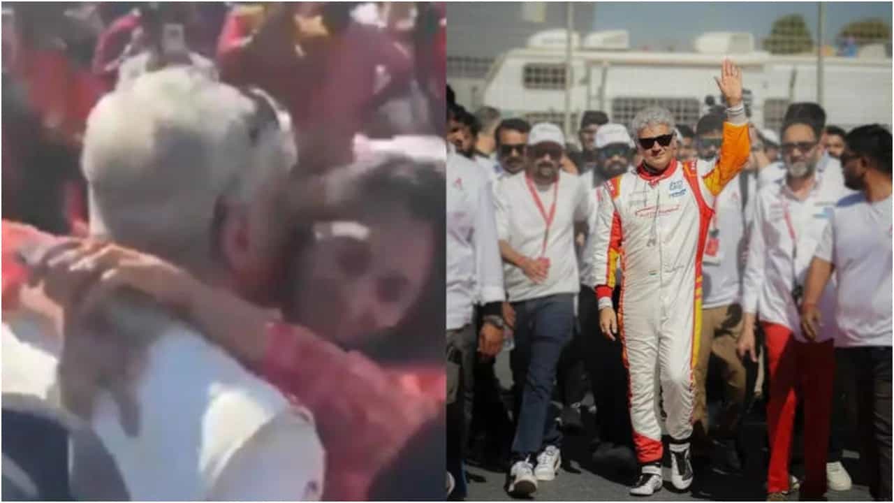 ದುಬೈನಲ್ಲಿ ರೇಸ್ ಗೆದ್ದು ಬಂದ ಅಜಿತ್ ಕುಮಾರ್; ಪತ್ನಿಗೆ ಮುತ್ತು ದುಬೈನಲ್ಲಿ ರೇಸ್ ಗೆದ್ದು ಬಂದ ಅಜಿತ್ ಕುಮಾರ್; ಪತ್ನಿಗೆ ಮುತ್ತು