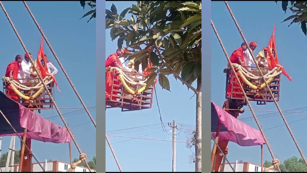 ಹಾವೇರಿ: ದೇವಸ್ಥಾನದ ಕಳಸಾರೋಹಣದ ವೇಳೆ ಮುರಿದ ಕ್ರೇನ್​ ಬಕೆಟ್​, ಓರ್ವ ಸಾವು