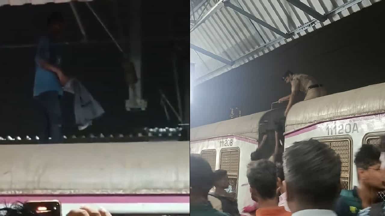 ಲೋಕಲ್ ರೈಲಿನ ಮೇಲಕ್ಕೆ ಹತ್ತಿ ಕುಡುಕನ ಹೈಡ್ರಾಮಾ; ಆಮೇಲೇನಾಯ್ತು?