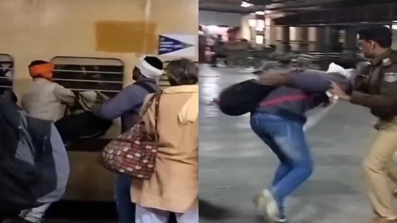 Viral: ಕಿಟಕಿಯಿಂದ ರೈಲಿನೊಳಗಿದ್ದ ಪ್ರಯಾಣಿಕರ ಮೇಲೆ ನೀರೆರಚಿದ ಯುವಕ; ಒದ್ದು ಬುದ್ಧಿ ಕಲಿಸಿದ ಪೊಲೀಸ್