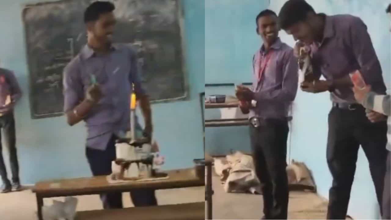 ಬಿಯರ್‌ ಬಾಟಲ್‌ ಹಿಡಿದು ತರಗತಿಯಲ್ಲಿ ಶಿಕ್ಷಕಿಯ ಮುಂದೆ ಬರ್ತ್‌ ಡೇ ಪಾರ್ಟಿ ಮಾಡಿದ ವಿದ್ಯಾರ್ಥಿಗಳು; ವಿಡಿಯೋ ವೈರಲ್‌