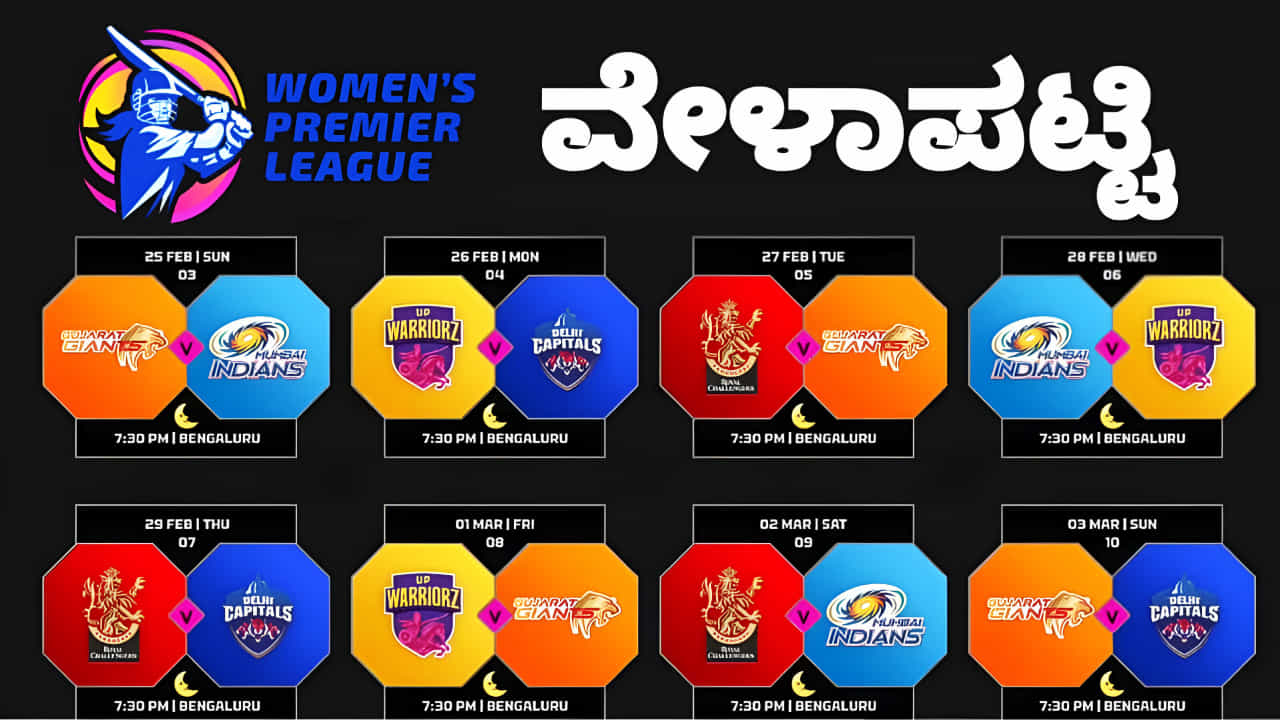 WPL 2025: ವುಮೆನ್ಸ್ ಪ್ರೀಮಿಯರ್ ಲೀಗ್ ಸಂಪೂರ್ಣ ವೇಳಾಪಟ್ಟಿ ಇಲ್ಲಿದೆ WPL 2025: ವುಮೆನ್ಸ್ ಪ್ರೀಮಿಯರ್ ಲೀಗ್ ಸಂಪೂರ್ಣ ವೇಳಾಪಟ್ಟಿ ಇಲ್ಲಿದೆ