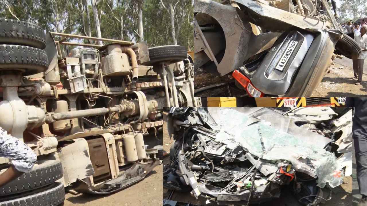 ಸಿಲುಕಿಹಾಕಿಕೊಂಡಿದ್ದ ಪರಪ್ಪ ಬಾಳೆಕಾಯಿ, ನಿಂಗಪ್ಪ ಕೊಪ್ಪದ ಎಂದು ಗುರುತಿಸಲಾಗಿದ್ದು, ಅದೃಷ್ಟವಶಾತ್​ ಇಬ್ಬರು ಪ್ರಾಣಾಪಾಯದಿಂದ ಪಾರಾಗಿದ್ದಾರೆ. ಕಾರಿನ ಸ್ಥಿತಿ ನೋಡಿದರೆ ಇಬ್ಬರೂ ಸಹ ಒಳಗೆ ಅಪ್ಪಚ್ಚಿಯಾಗಬೇಕಿತ್ತು. ಇವರಿಬ್ಬರ ಪಾಲಿಗೆ ದೇವರಿದ್ದರಿಂದ ಬದುಕುಳಿದಿದ್ದಾರೆ.