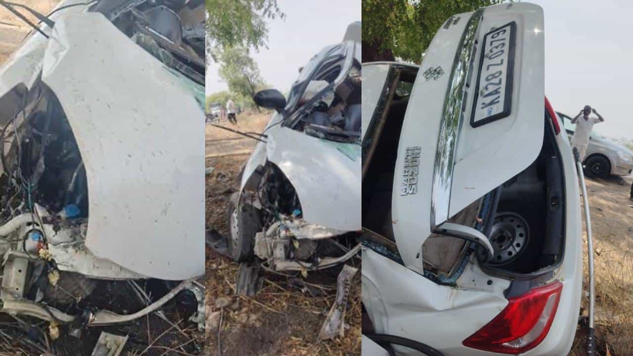 ವಿಜಯಪುರದಲ್ಲೊಂದು ಭೀಕರ ಅಪಘಾತ: ಕಾರಿನಲ್ಲಿದ್ದ ಮೂವರು ಸ್ಥಳದಲ್ಲೇ ಸಾವು