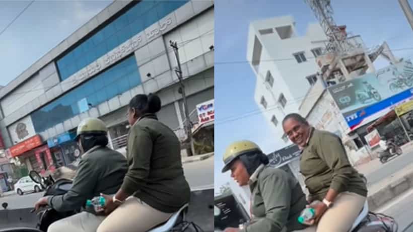ಹೆಲ್ಮೆಟ್ ಧರಿಸದೆ ಪ್ರಯಾಣಿಸಿದ ಲೇಡಿ ಕಾನ್ಸ್ಟೇಬಲ್; ಜನರಿಗೊಂದು ನ್ಯಾಯ ನಿಮಗೊಂದು ನ್ಯಾಯಾನಾ
