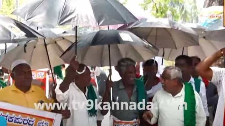 ಡಿಕೆ ಶಿವಕುಮಾರ್ ಛತ್ರಿ ಹೇಳಿಕೆ ವಿರುದ್ಧ ಮಂಡ್ಯದಲ್ಲಿ ವಿವಿಧ ಸಂಘಟನೆಗಳಿಂದ ಛತ್ರಿ ಹಿಡಿದು ಪ್ರತಿಭಟನೆ! ಡಿಕೆ ಶಿವಕುಮಾರ್ ಛತ್ರಿ ಹೇಳಿಕೆ ವಿರುದ್ಧ ಮಂಡ್ಯದಲ್ಲಿ ವಿವಿಧ ಸಂಘಟನೆಗಳಿಂದ ಛತ್ರಿ ಹಿಡಿದು ಪ್ರತಿಭಟನೆ!