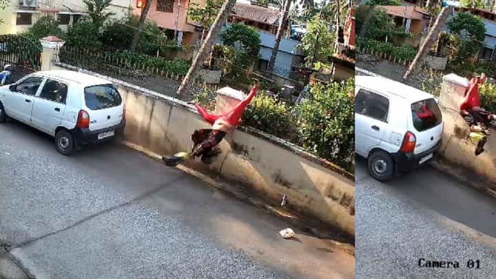 ಕಾರು ಗುದ್ದಿದ ರಭಸಕ್ಕೆ ಕಾಂಪೌಂಡ್ ಮೇಲೆ ನೇತಾಡಿದ ಮಹಿಳೆ: ಎದೆ ಝಲ್ ಎನಿಸುವ ದೃಶ್ಯ ಕಾರು ಗುದ್ದಿದ ರಭಸಕ್ಕೆ ಕಾಂಪೌಂಡ್ ಮೇಲೆ ನೇತಾಡಿದ ಮಹಿಳೆ: ಎದೆ ಝಲ್ ಎನಿಸುವ ದೃಶ್ಯ
