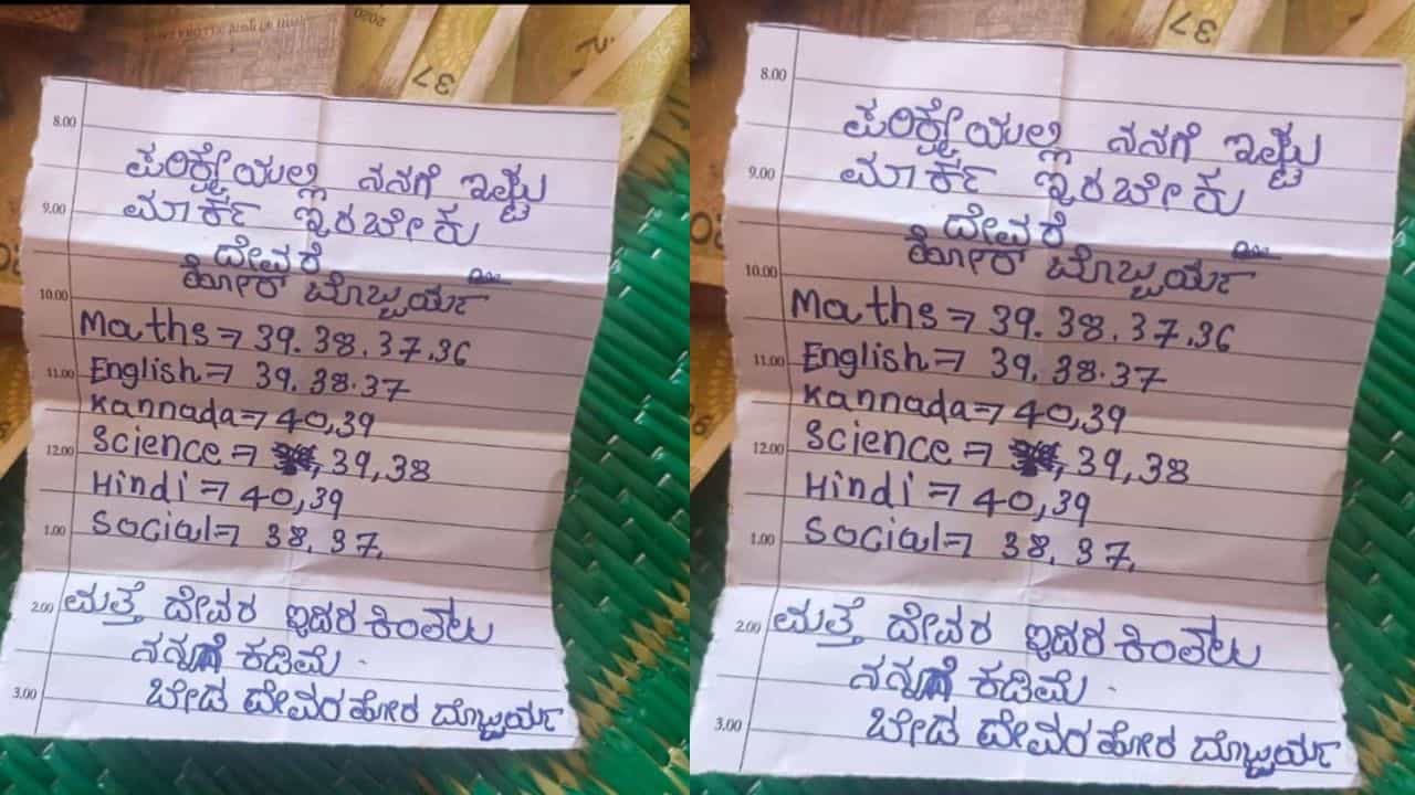 Viral: ಜಸ್ಟ್‌ ಪಾಸಾದ್ರೆ ಸಾಕು, ಇದಕ್ಕಿಂತ ಕಮ್ಮಿ ಅಂಕ ಬೇಡ; ದೈವಕ್ಕೆ ಚೀಟಿ ಮುಖಾಂತರ ಮನವಿಯಿಟ್ಟ ವಿದ್ಯಾರ್ಥಿ
