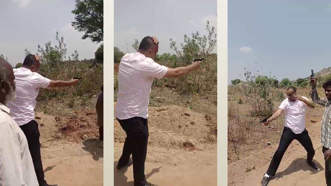 ಚಿಕ್ಕಬಳ್ಳಾಪುರ: ಪ್ರತಿಭಟನೆ ನಡೆಸುತ್ತಿದ್ದವರ ಮೇಲೆ ಮಾಜಿ ಎಂಎಲ್​ಸಿಯ ಸಂಬಂಧಿಯಿಂದ ಫೈರಿಂಗ್