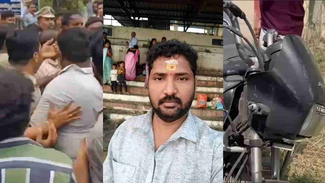 ಟ್ರಾಫಿಕ್ ಪೊಲೀಸರಿಂದ ತಪ್ಪಿಸಿಕೊಳ್ಳಲು ಹೋಗಿ ಬಸ್ಸಿನಡಿಗಾದ ವ್ಯಕ್ತಿ