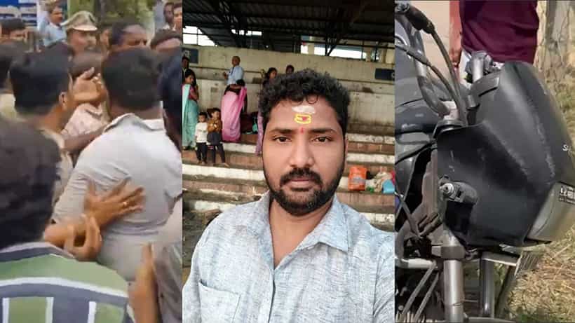 ಟ್ರಾಫಿಕ್ ಪೊಲೀಸರಿಂದ ತಪ್ಪಿಸಿಕೊಳ್ಳಲು ಹೋಗಿ ಬಸ್ಸಿನಡಿಗಾದ ವ್ಯಕ್ತಿ