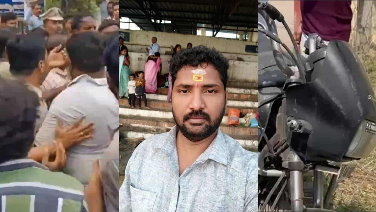 ಟ್ರಾಫಿಕ್ ಪೊಲೀಸರಿಂದ ತಪ್ಪಿಸಿಕೊಳ್ಳಲು ಹೋಗಿ ಬಸ್ಸಿನಡಿಗಾದ ವ್ಯಕ್ತಿ