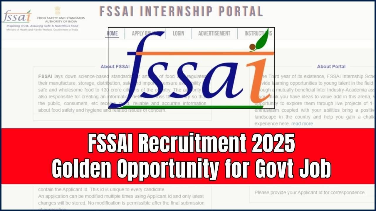 FSSAI Recruitment 2025: ಭಾರತೀಯ ಆಹಾರ ಸುರಕ್ಷತೆ ಮತ್ತು ಗುಣಮಟ್ಟ ಪ್ರಾಧಿಕಾರದಲ್ಲಿ ಹಲವು ಹುದ್ದೆಗಳಿಗೆ ನೇಮಕಾತಿ; ಅರ್ಜಿ ಸಲ್ಲಿಸುವುದು ಹೇಗೆ?