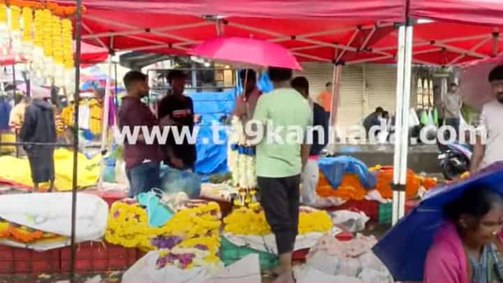 ಕೆಆರ್ ಮಾರ್ಕೆಟ್ ಹೂ ವ್ಯಾಪಾರಿಗಳು ಗ್ರಾಹಕರಿಲ್ಲದೆ ಹತಾಶ, ಮಳೆಯಿಂದಾಗಿ ಮನೆಯಿಂದ ಹೊರಬೀಳದ ಜನ ಕೆಆರ್ ಮಾರ್ಕೆಟ್ ಹೂ ವ್ಯಾಪಾರಿಗಳು ಗ್ರಾಹಕರಿಲ್ಲದೆ ಹತಾಶ, ಮಳೆಯಿಂದಾಗಿ ಮನೆಯಿಂದ ಹೊರಬೀಳದ ಜನ