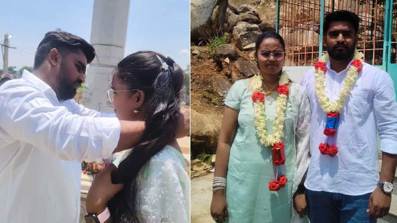ಇಬ್ಬರು ಮದುವೆ ಮಾಡಿಕೊಳ್ಳೊದಾಗಿ ಎರಡು ಕಡೆಯ ಮನೆಯಲ್ಲಿ ತಿಳಿಸಿದ್ದಾರೆ. ಹರೀಶಬಾಬು ಮನೆಯಲ್ಲಿ ಒಪ್ಪಿದ್ದಾರೆ. ಆದ್ರೆ, ನಜ್ಮಾ ಮನೆಯಲ್ಲಿ ಒಪ್ಪದೆ ವಿರೋಧ ವ್ಯಕ್ತಪಡಿಸಿದ್ದಾರೆ. ಇದರಿಂದ ಈ ಜೋಡಿ ಈ ದೇವಸ್ಥಾನವೊಂದರಲ್ಲಿ ಹಿಂದೂ ಸಂಪ್ರದಾಯದಂತೆ ಮದುವೆಯಾಗಿದೆ.
