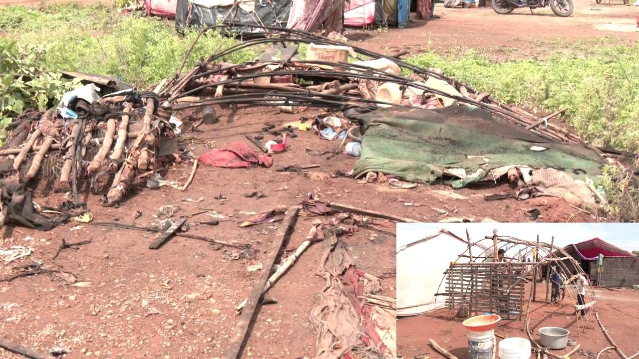 ಹಾವೇರಿ: ಬಿರುಗಾಳಿ ಸಹಿತ ಮಳೆಗೆ ಹಾರಿಹೋದ ಅಲೆಮಾರಿ ಕುಟುಂಬಗಳ ಜೋಪಡಿಗಳು