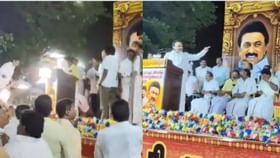 ಡಿಎಂಕೆ ಸಂಸದ ರಾಜಾ ಭಾಷಣ ಮಾಡುವಾಗ ಬಿದ್ದ ಫೆಡ್​ಲೈಟ್ ಕಂಬ