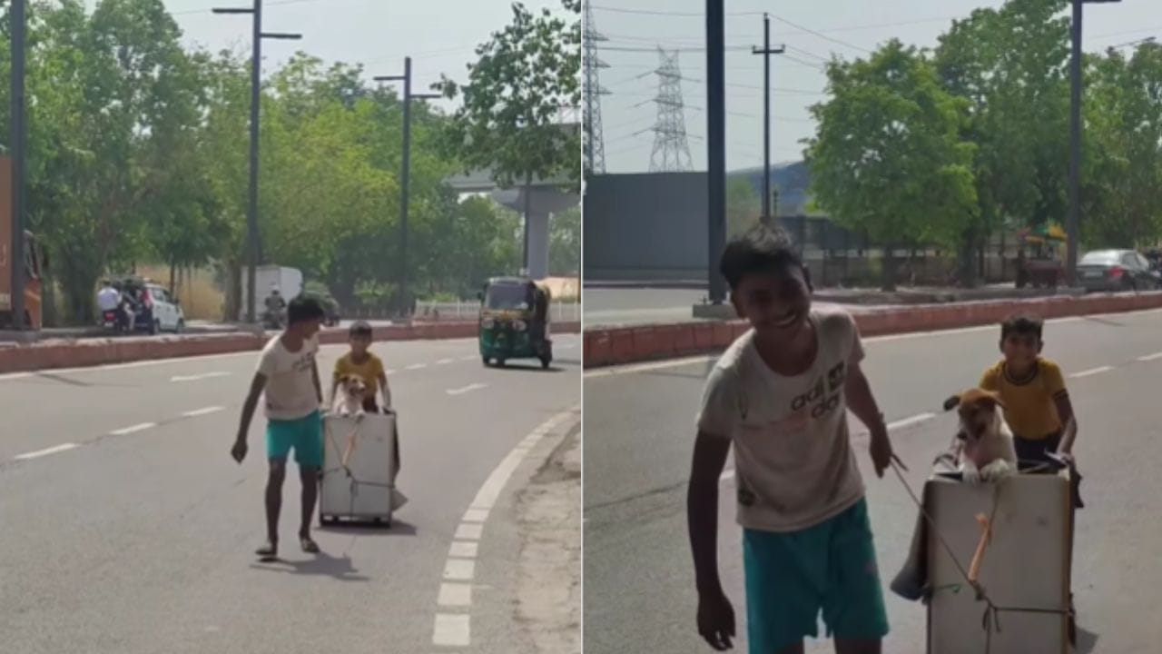 ಗಾಯಗೊಂಡ ಶ್ವಾನಕ್ಕೆ ಚಿಕಿತ್ಸೆ ಕೊಡಿಸಲು ತಳ್ಳುಗಾಡಿಯಲ್ಲಿ ಆಸ್ಪತ್ರೆಗೆ ಕರೆದ್ಯೊಯ್ದ ಪುಟಾಣಿಗಳು, ವಿಡಿಯೋ ವೈರಲ್