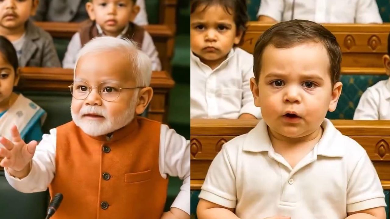 Video: ಮಕ್ಕಳಂತೆ ಕ್ಯೂಟ್ ಆಗಿ ಕಾಣಿಸುತ್ತಿರುವ ಪ್ರಧಾನಿ ಮೋದಿ, ರಾಹುಲ್ ಗಾಂಧಿ, ಅಮಿತ್ ಶಾ Video: ಮಕ್ಕಳಂತೆ ಕ್ಯೂಟ್ ಆಗಿ ಕಾಣಿಸುತ್ತಿರುವ ಪ್ರಧಾನಿ ಮೋದಿ, ರಾಹುಲ್ ಗಾಂಧಿ, ಅಮಿತ್ ಶಾ