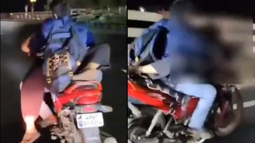 ಚಲಿಸುತ್ತಿದ್ದ ಬೈಕ್ ನಲ್ಲೇ ಜೋಡಿ ಹಕ್ಕಿಗಳ ರೊಮ್ಯಾನ್ಸ್, ವಿಡಿಯೋ ವೈರಲ್