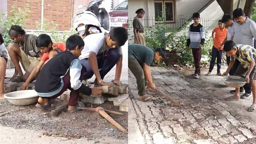 ರಜೆ ದಿನ ಸಮಾಜ ಸೇವೆಗೆ ಮೀಸಲಿಟ್ಟ ವಿದ್ಯಾರ್ಥಿಗಳು: ಸ್ವಂತ ಹಣದಲ್ಲಿ ರಸ್ತೆ ದುರಸ್ಥಿ, ರಾಜಕಾರಣಿಗಳಿಗೆ ಮಾದರಿ