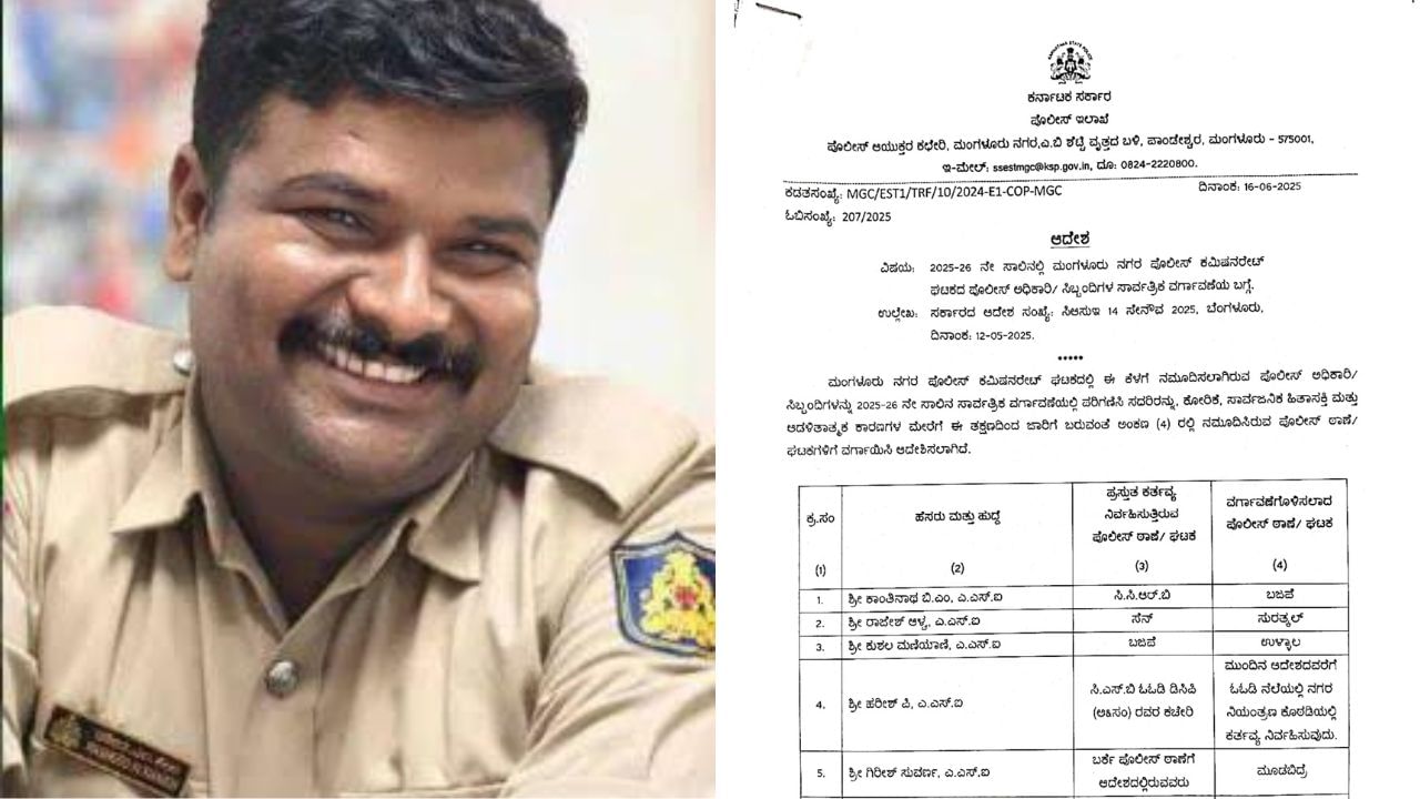 ಮಂಗಳೂರು: ಸುಹಾಸ್ ಹತ್ಯೆ ಪ್ರಕರಣದಲ್ಲಿ ಬಿಜೆಪಿ ಆರೋಪ ಎದುರಿಸಿದ್ದ ಹೆಡ್ ಕಾನ್ಸ್‌ಟೇಬಲ್ ರಶೀದ್ ಸೇರಿ 56 ಪೊಲೀಸ್ ಸಿಬ್ಬಂದಿ ವರ್ಗಾವಣೆ